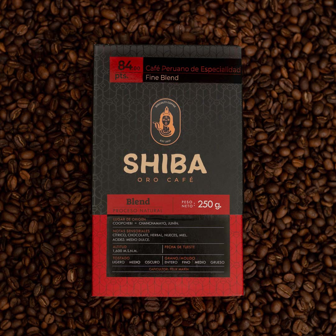 Blend con granos de café de fondo Café de Especialidad Blend de Chanchamayo SHIBA 250 g